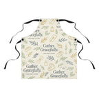 Gather. Gracefully. Apron – Minimalist Linen Cooking Apron with Hand-Drawn Hosting Pattern | Lauland Living Kitchen Textile