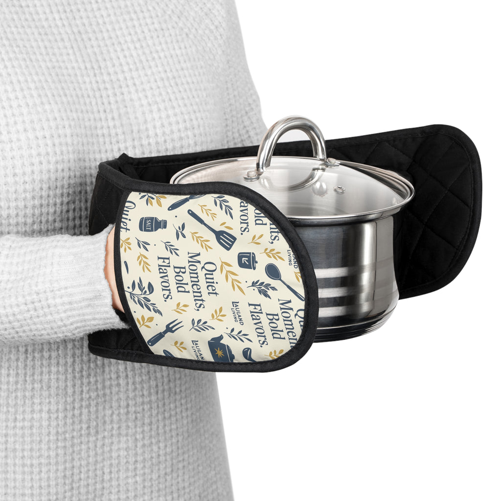 Oven Mitts - Double Oven Handle Cover with Kitchen Utensil Print