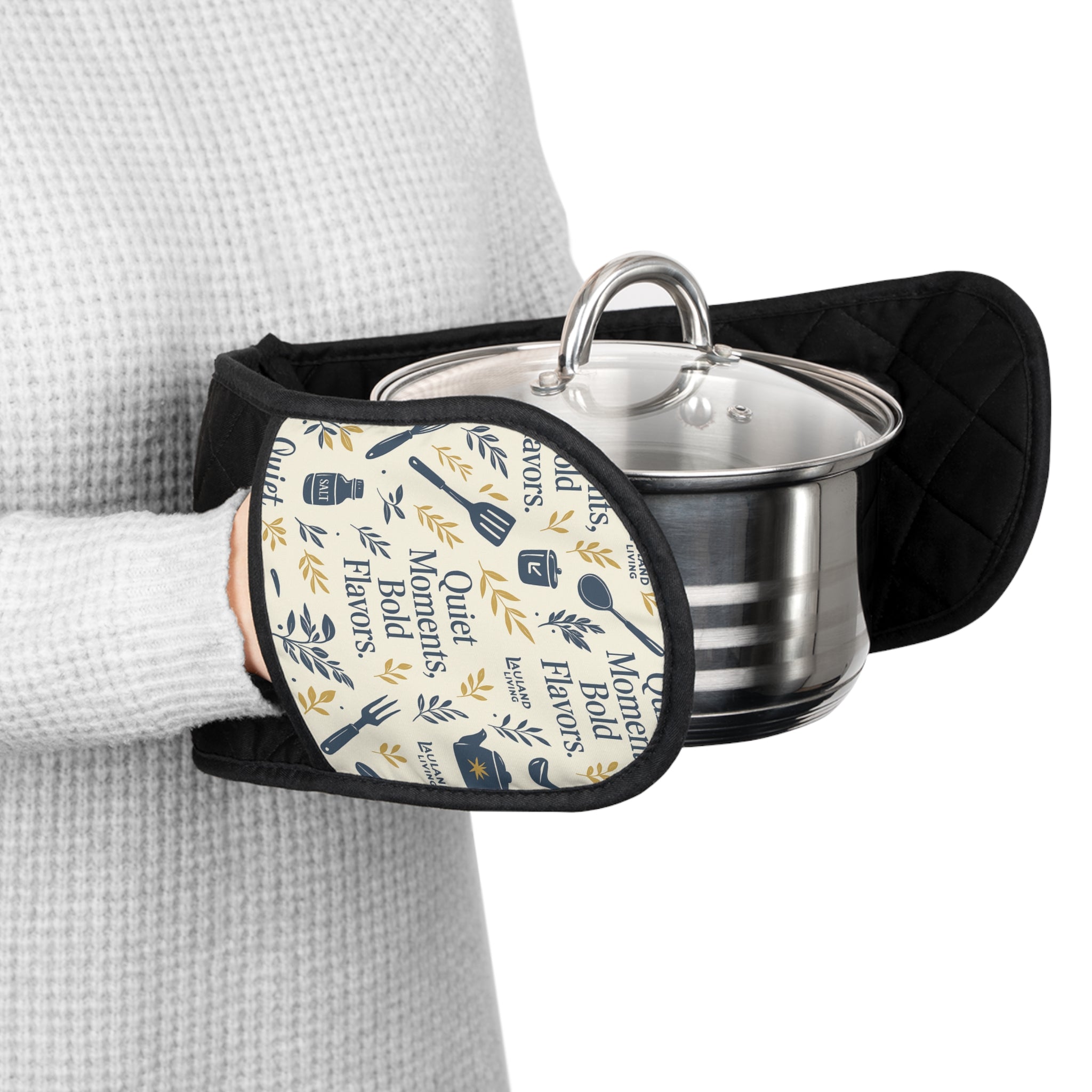 Oven Mitts - Double Oven Handle Cover with Kitchen Utensil Print