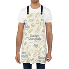 Gather. Gracefully. Apron – Minimalist Linen Cooking Apron with Hand-Drawn Hosting Pattern | Lauland Living Kitchen Textile