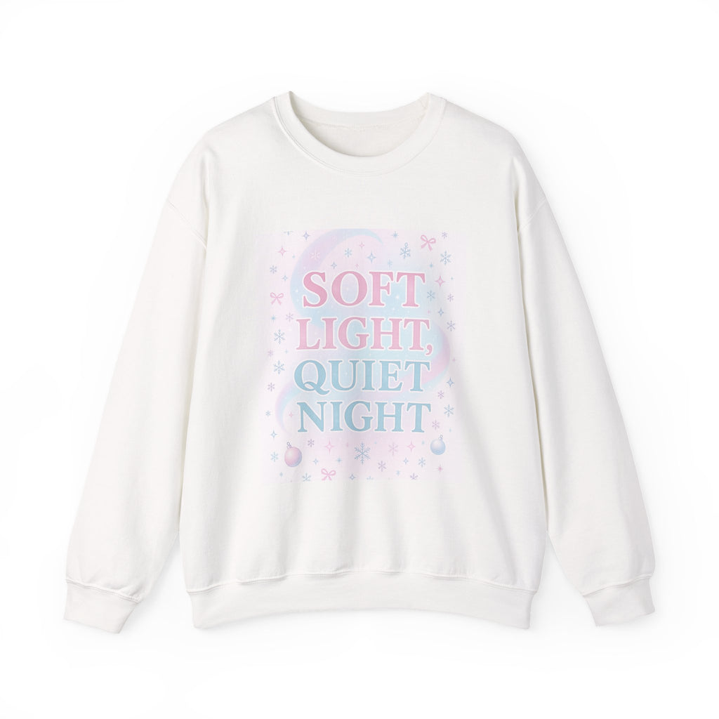 Soft Light Quiet Night Crewneck Sweatshirt — Pastel Cozy Graphic Pullover