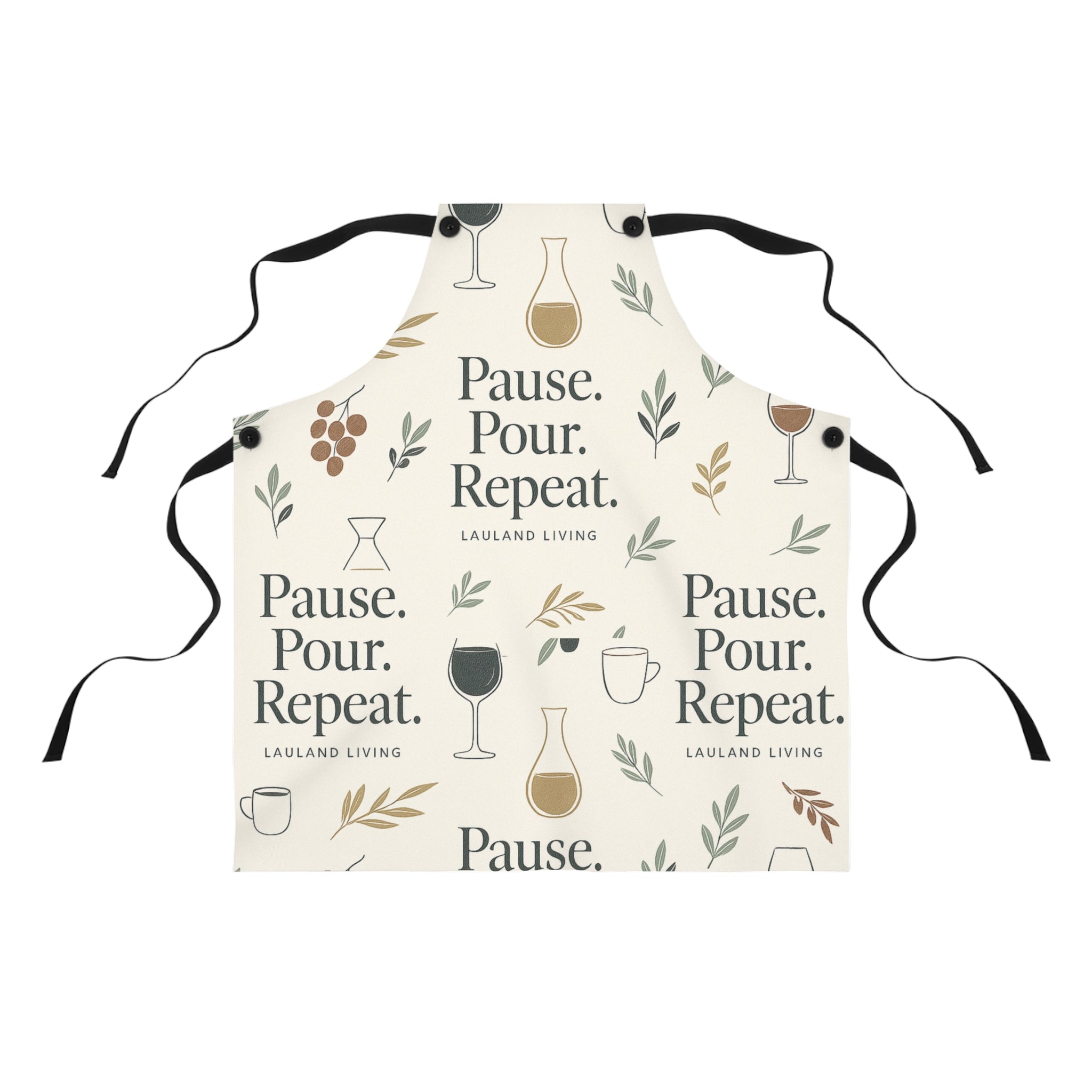 Apron — "Pause. Pour. Repeat." Wine & Coffee Serving Apron