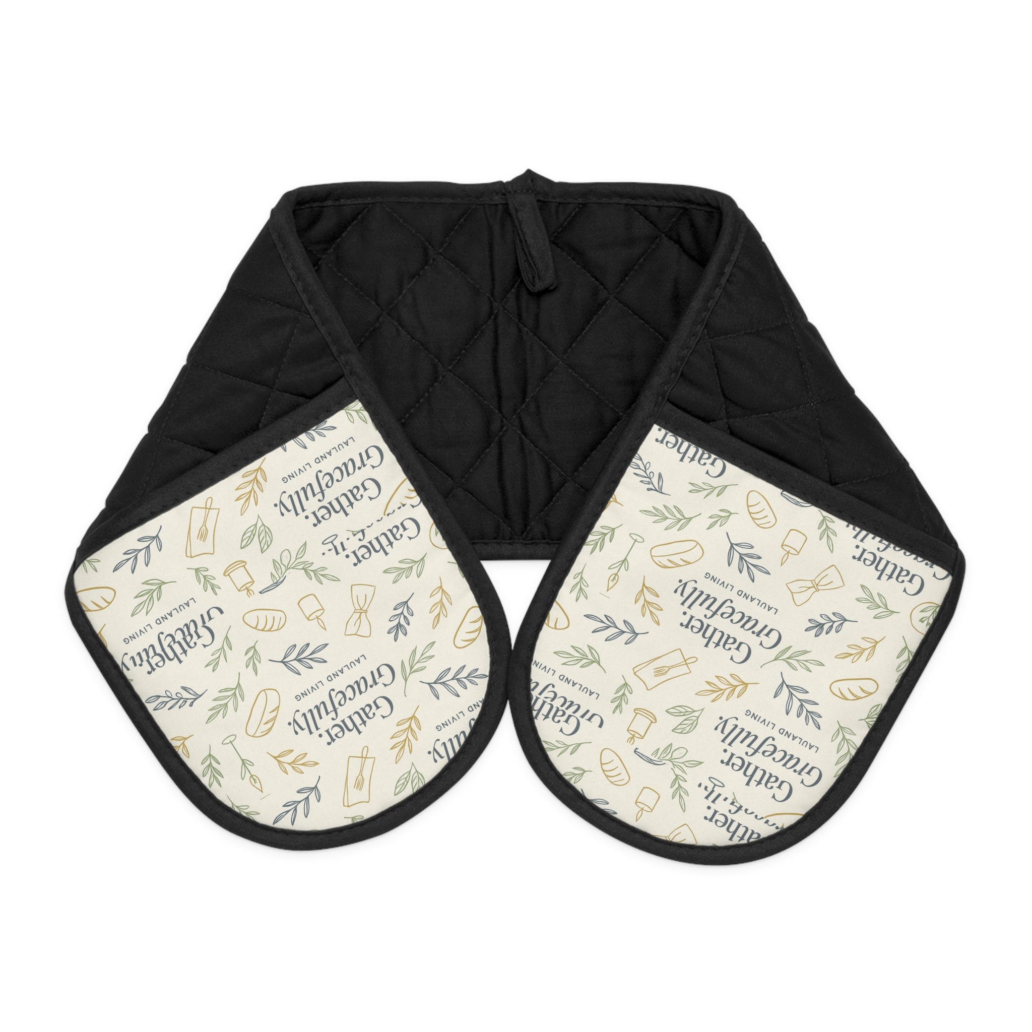 Quilted Double Oven Mitts — Vintage Kitchen Herbs Design