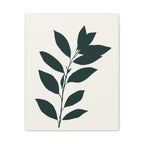 Minimal Botanical Canvas Print – Dark Green Leaf Wall Art (Matte Stretched)