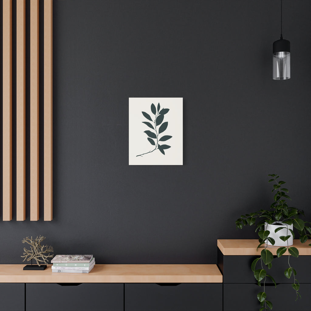 Botanical Branch Matte Canvas Wall Art — Minimal Leaf Print, Stretched 1.25"
