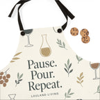 Apron — "Pause. Pour. Repeat." Wine & Coffee Serving Apron