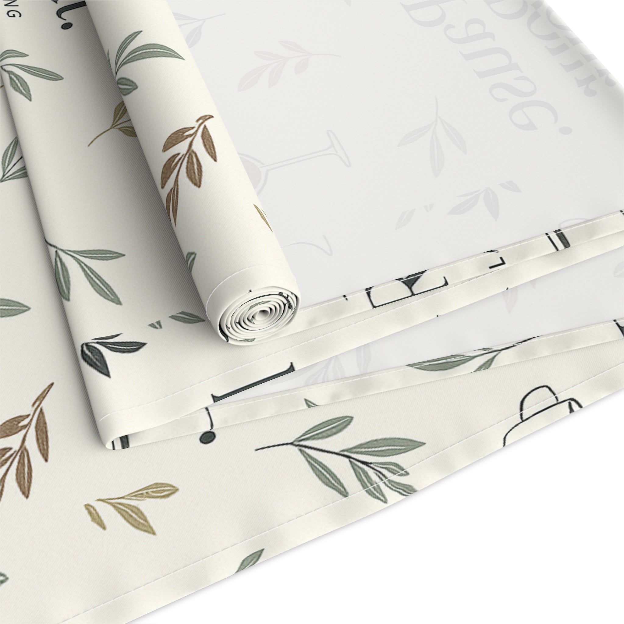 Pause Pour, Repeat Table Runner — French Wine Quote Cotton-Poly Table Runner