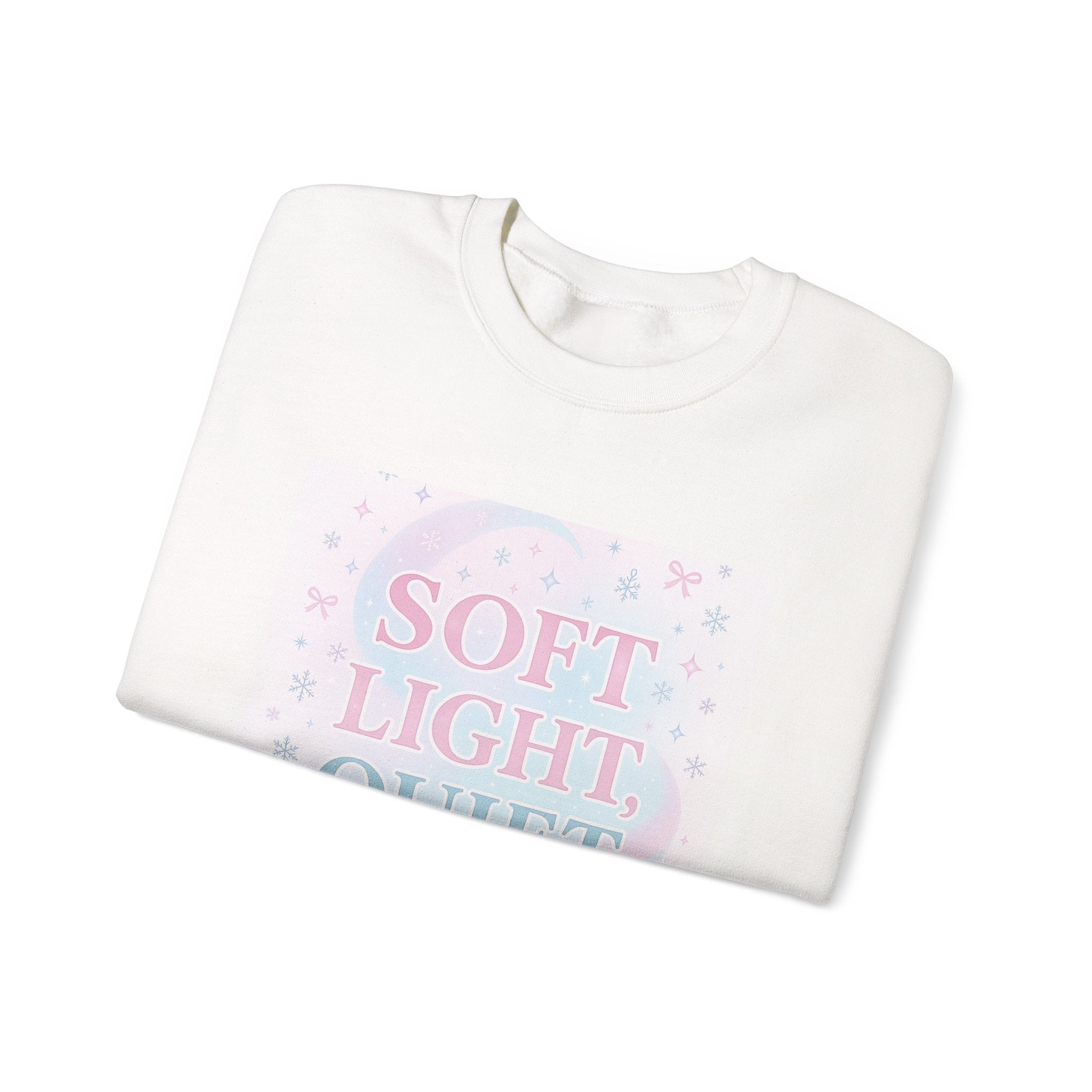 Soft Light Quiet Night Crewneck Sweatshirt — Pastel Cozy Graphic Pullover