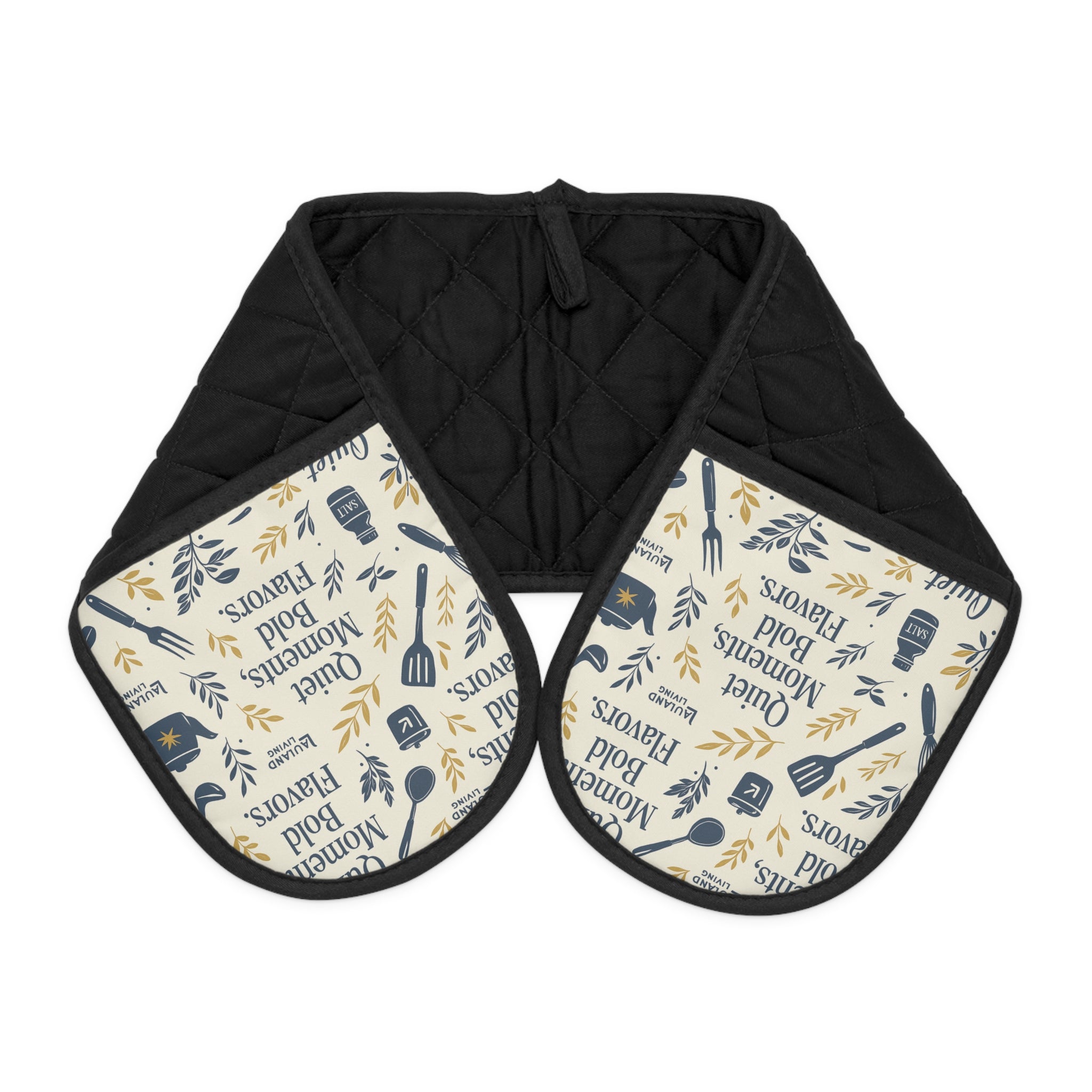 Oven Mitts - Double Oven Handle Cover with Kitchen Utensil Print