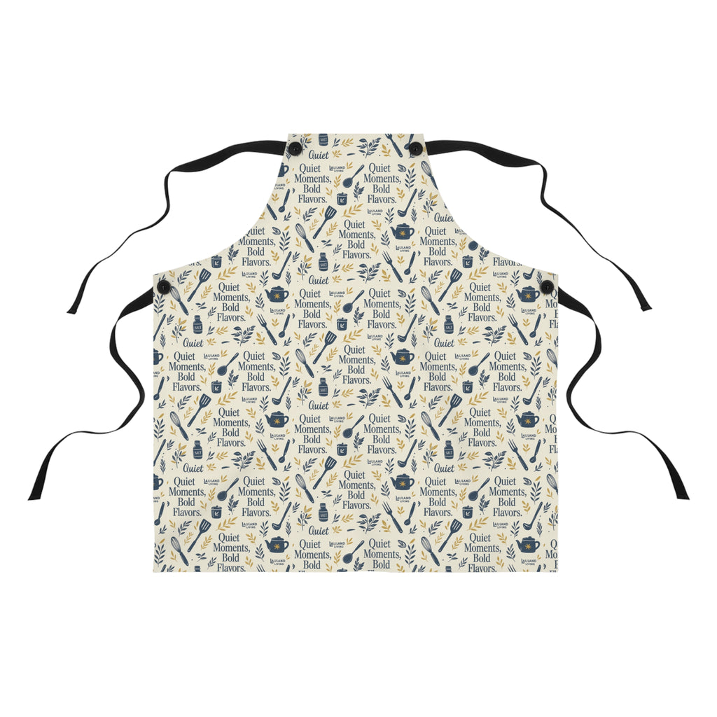 Apron — "Quiet Moments, Bold Flavors" Patterned Kitchen Apron