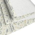 Botanical Script Table Runner — Neutral Leaf Pattern Cotton-Poly Dining Decor
