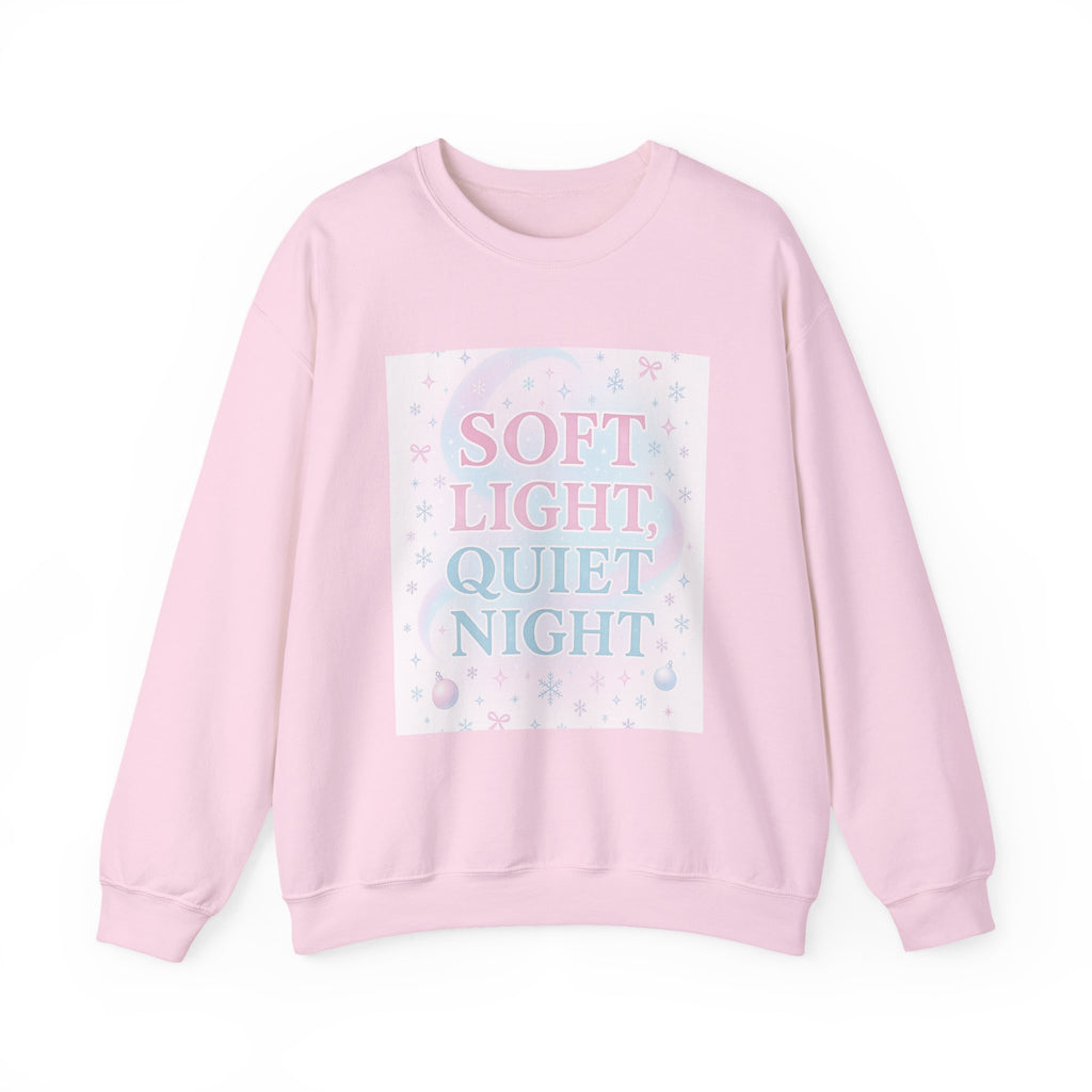 Soft Light Quiet Night Crewneck Sweatshirt — Pastel Cozy Graphic Pullover