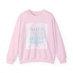 Soft Light Quiet Night Crewneck Sweatshirt — Pastel Cozy Graphic Pullover