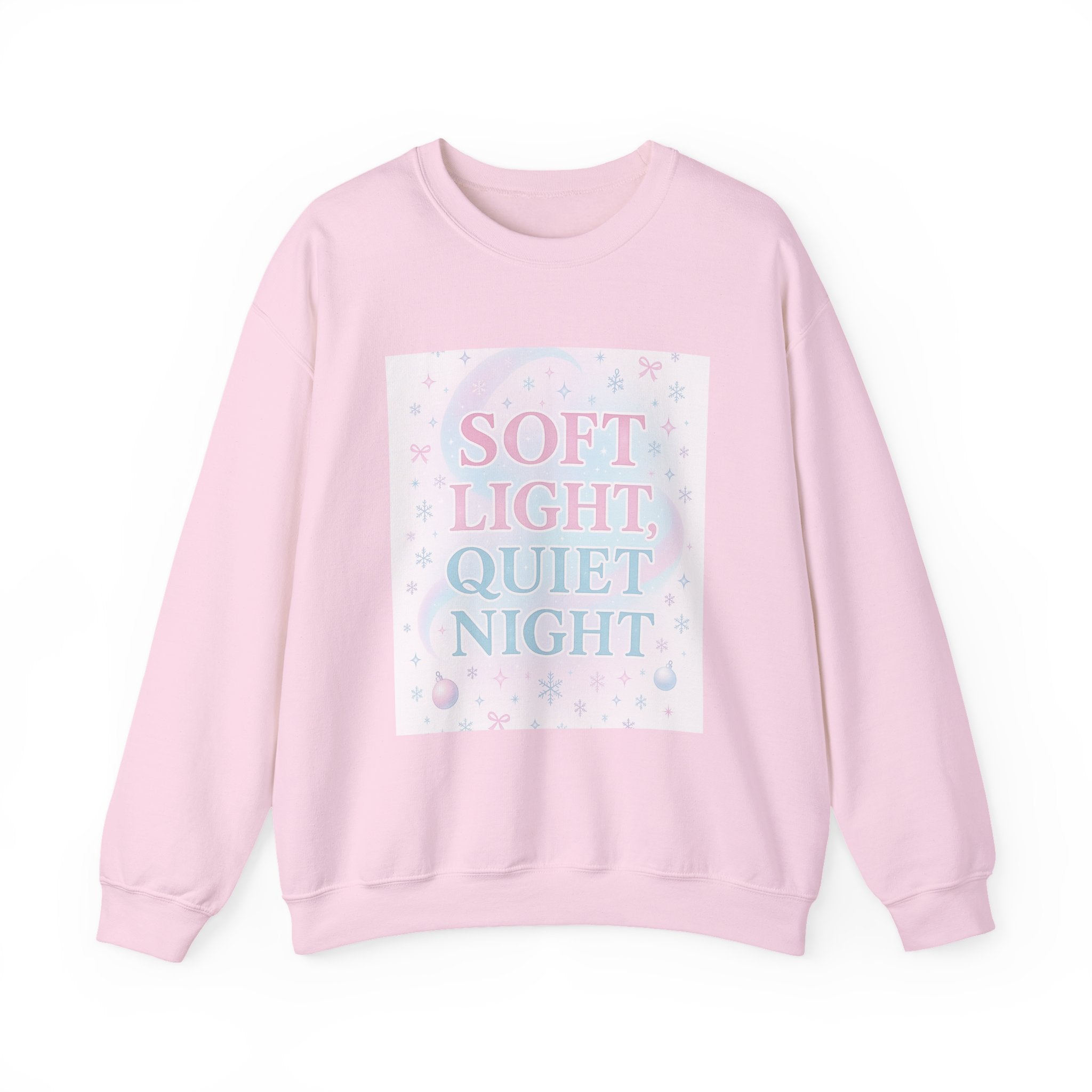 Soft Light Quiet Night Crewneck Sweatshirt — Pastel Cozy Graphic Pullover
