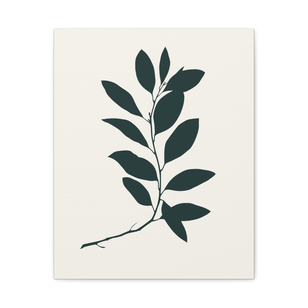 Botanical Branch Matte Canvas Wall Art — Minimal Leaf Print, Stretched 1.25"