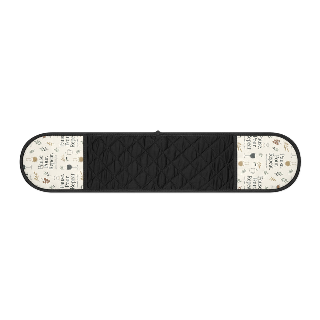 Double Oven Mitt Protector - Black Quilted Heat-Resistant Handle Cover