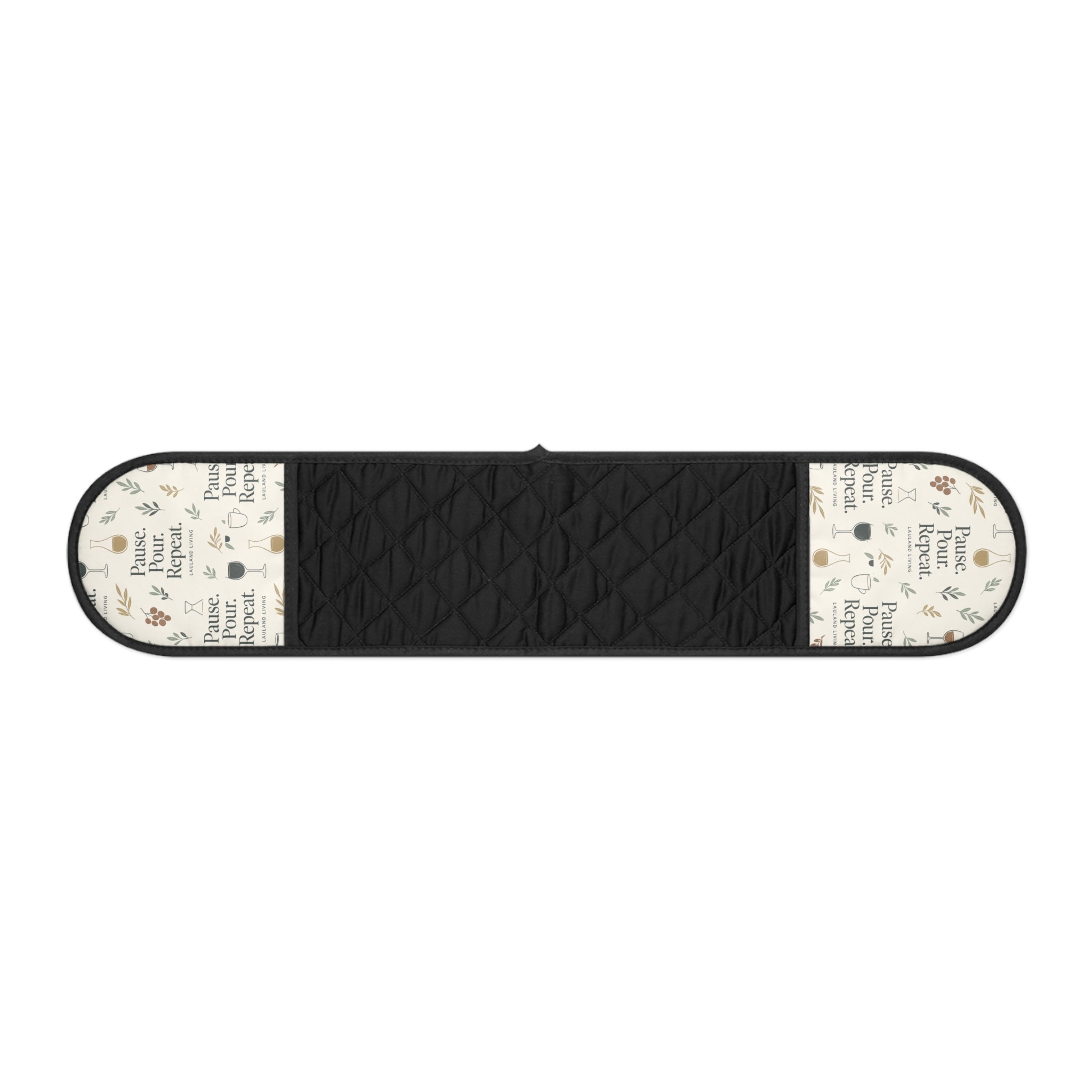 Double Oven Mitt Protector - Black Quilted Heat-Resistant Handle Cover