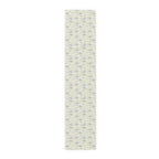 Botanical Script Table Runner — Neutral Leaf Pattern Cotton-Poly Dining Decor