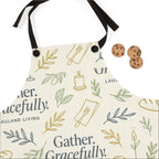 Gather. Gracefully. Apron – Minimalist Linen Cooking Apron with Hand-Drawn Hosting Pattern | Lauland Living Kitchen Textile